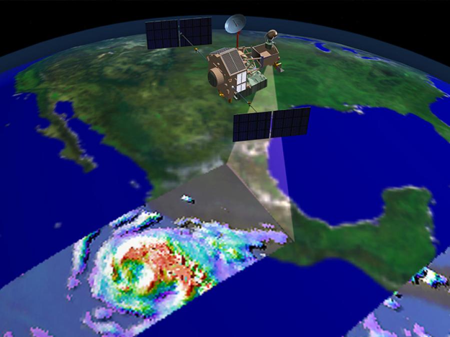 image of TRMM satellite in orbit