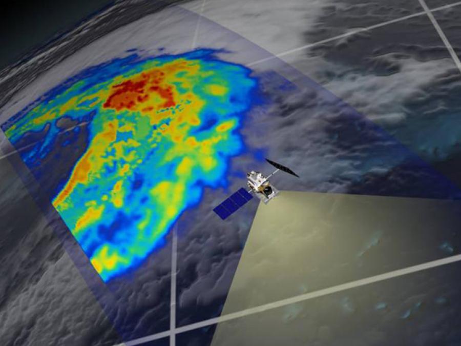 image of Global Precipitation Measurement satellite in orbit