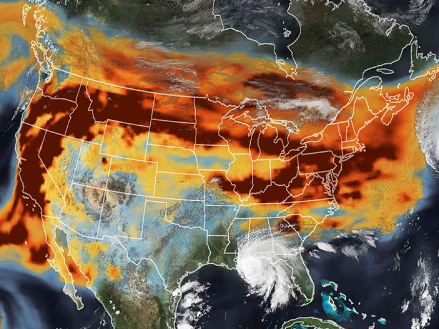 SUOMI NPP satellite image of ozone data over the Atlantic ocean