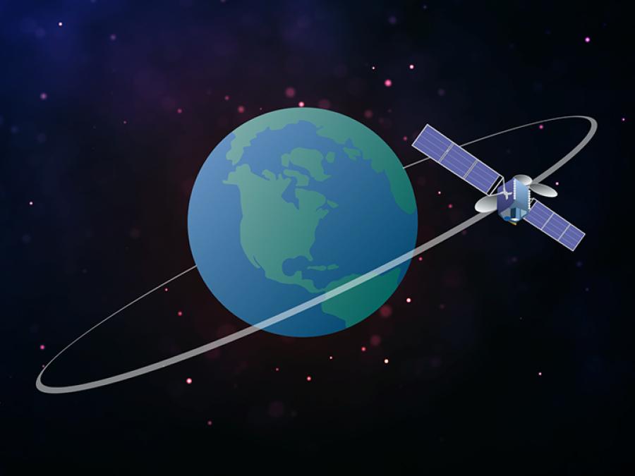 illustration of TEMPO satellite in orbit around Earth