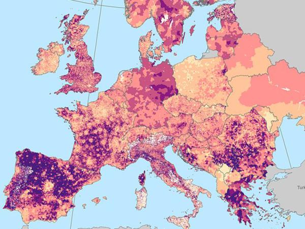 image of population data over Europe