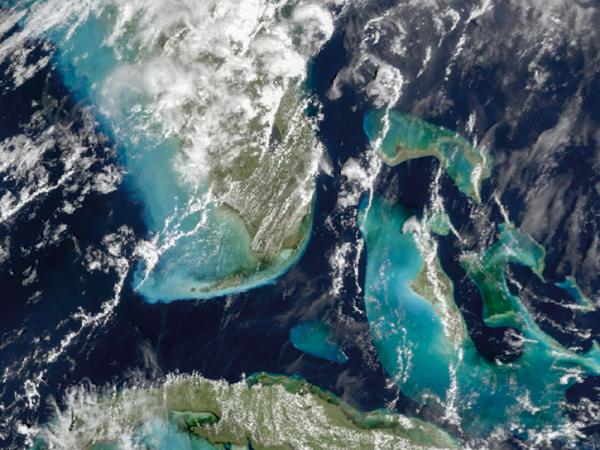 image of sediment disturbance after hurricane over Florida Keys