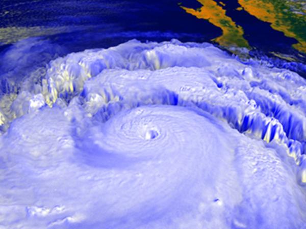 image of tropical cyclone approaching California