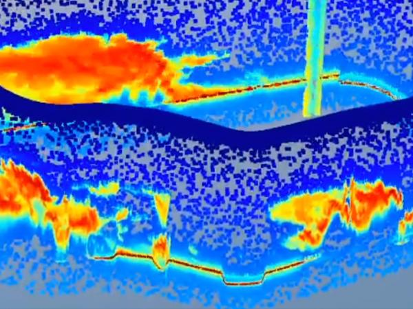 image of GOES collecting radar data in flight