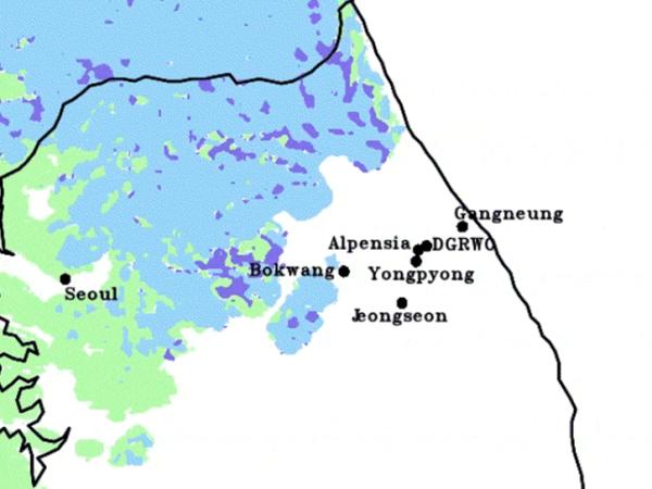 image of precipitation data over South Korea