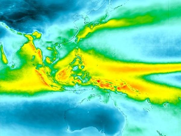 image of precipitation data in the southeast hemisphere