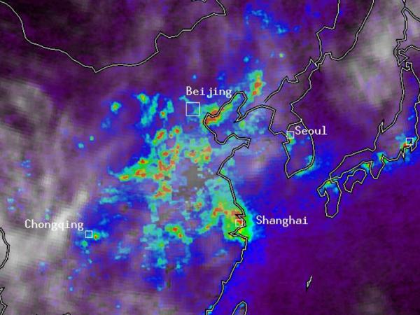 image of OMI pollution data over China