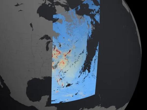 TEMPO satellite data showing nitrogen dioxide levels over the United States