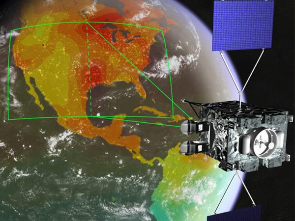 satellite collecting carbon data from Earth