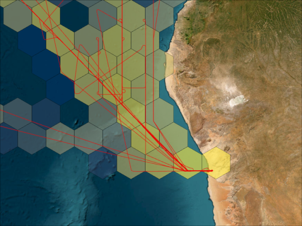 ER-2 Flightpaths and Hexbins of Data Collection Locations of the ORACLES Camapign