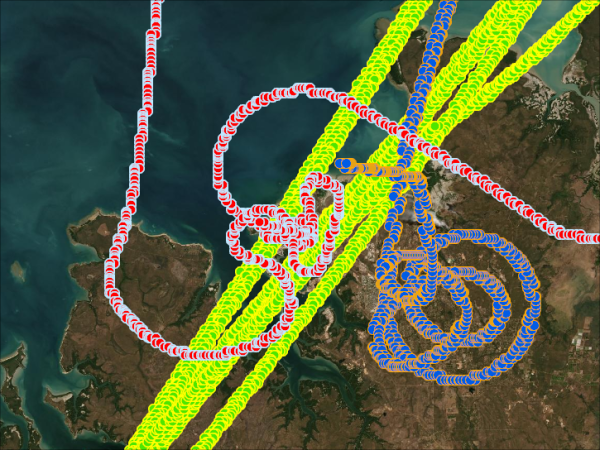 Data collection points of 3 flights from STEP