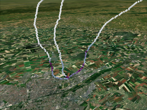 Aerosol Concentrations for three Sonde flights above Reims, France in September of 2023 