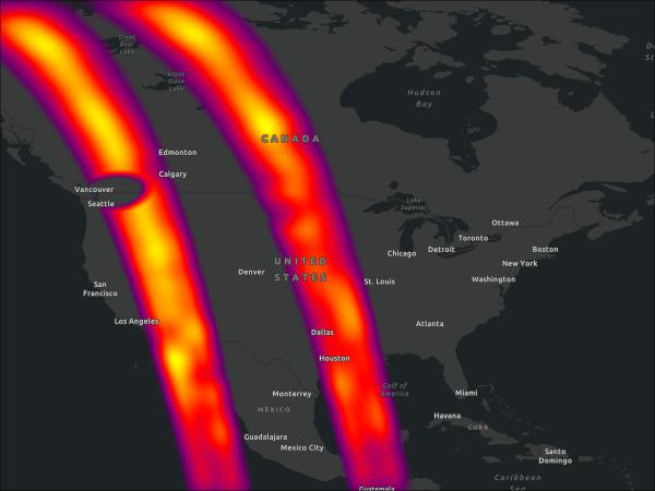 Two satellite swaths from the ARCTAS campaign showing ozone values in the area