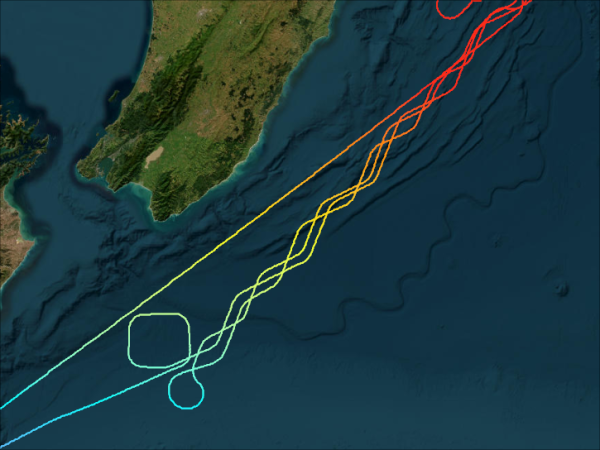 ASHOE Flightpath off of the Coast of New Zealand