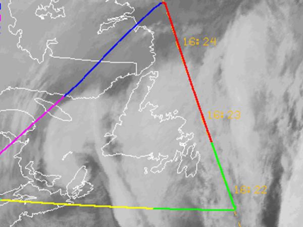 ER-2 track on GOES visible image, 3 December 2003