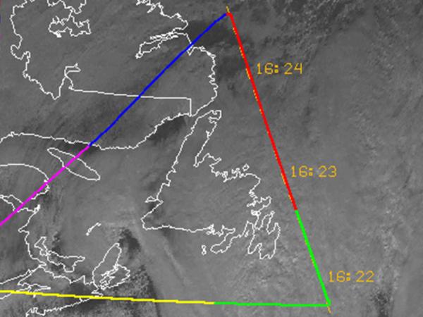 ER-2 track on GOES infrared image, 3 December 2003