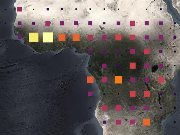 1980 Total Biomass Burned in Africa from the BIO_BURN Dataset