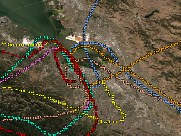 Zoomed in Flightpaths of CITE-2 above San Jose, California