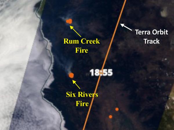 composite image of data captured during the MISR wildfre campaign