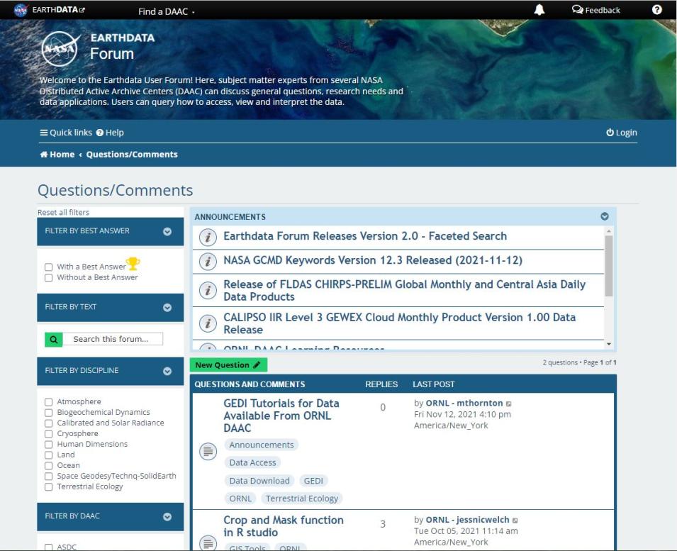 Earthdata Forum home pate