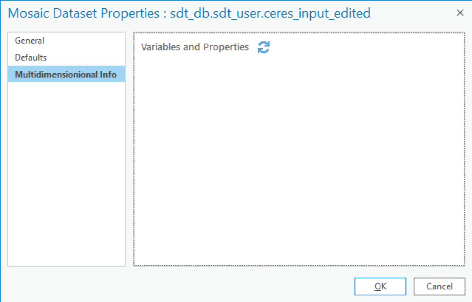 Screenshot of mossic dataset properties