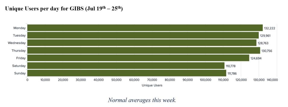 GIBS unique users per day 29 July 2021