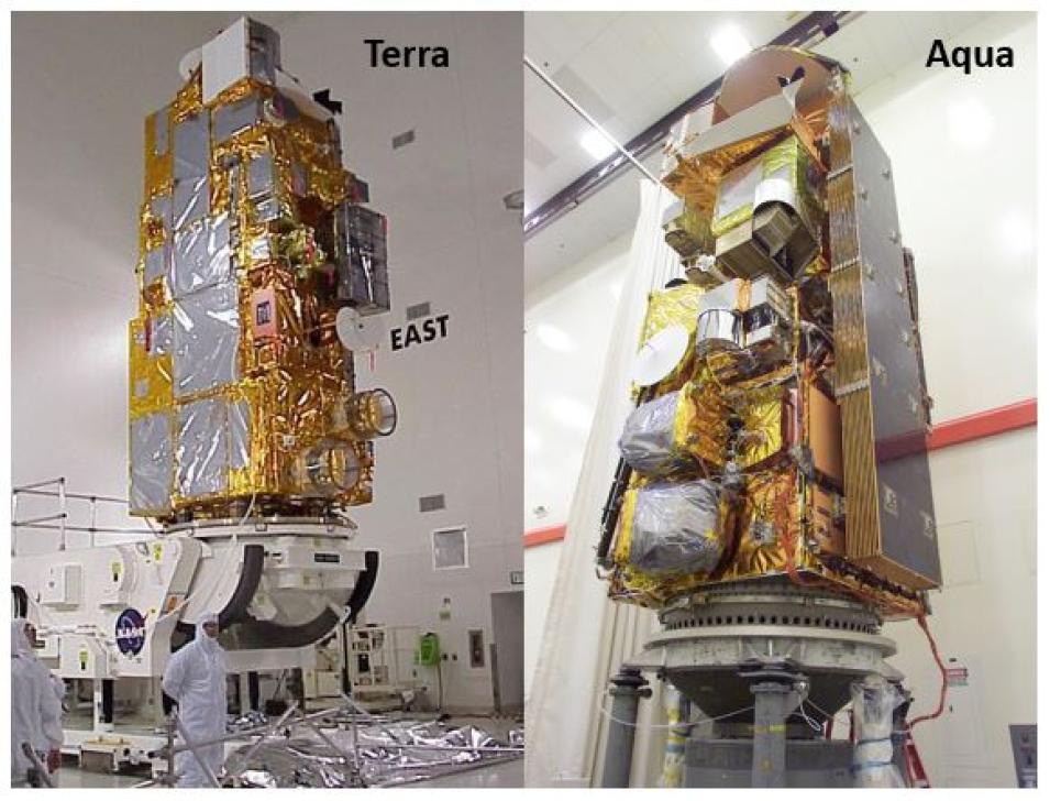 This is an image of the Terra and Aqua satellites. 