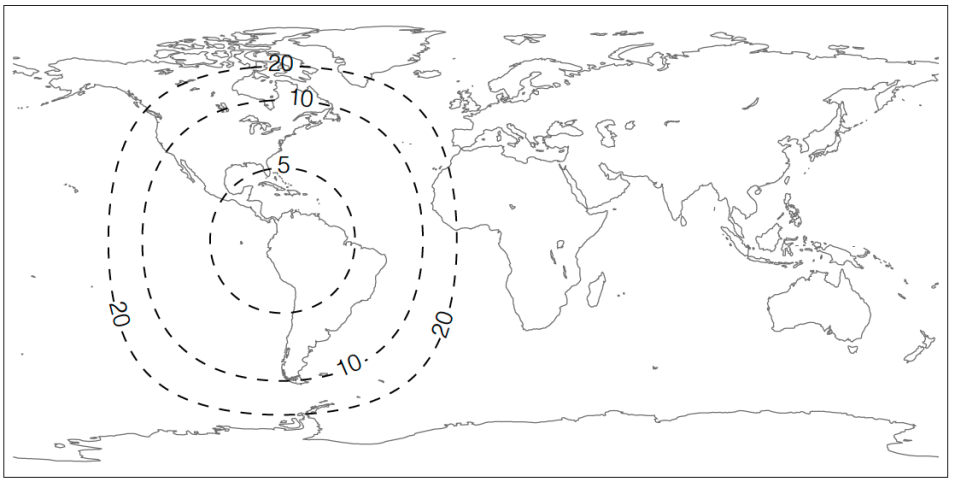 GOES-16 ABI coverage map over the Americas East and West