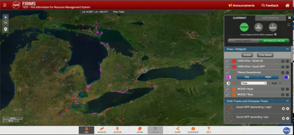 Fire false positives shown on map due to issue with GOES FDC