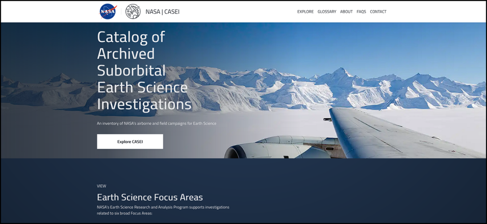 Screenshot of CASEI homepage.