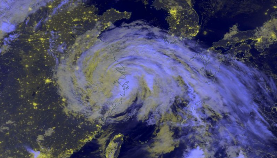 Black Marble nighttime blue/yellow composite image using VIIRS data