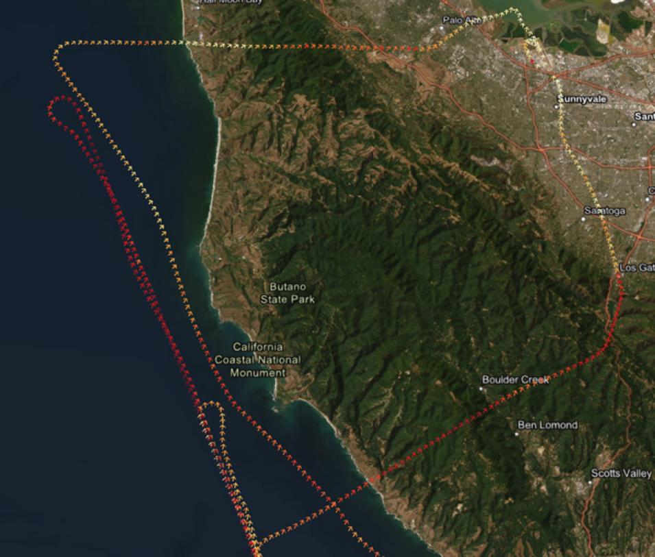 NASA Alpha Jet Atmospheric eXperiment (AJAX) airborne campaign Flight 181  flight path.