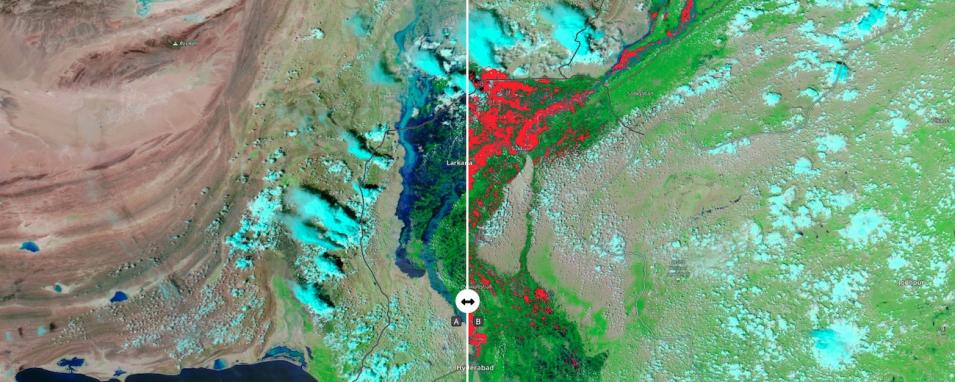 Flooding in Pakistan on 30 August 2023 from the MODIS instrument aboard the Terra and Aqua satellites