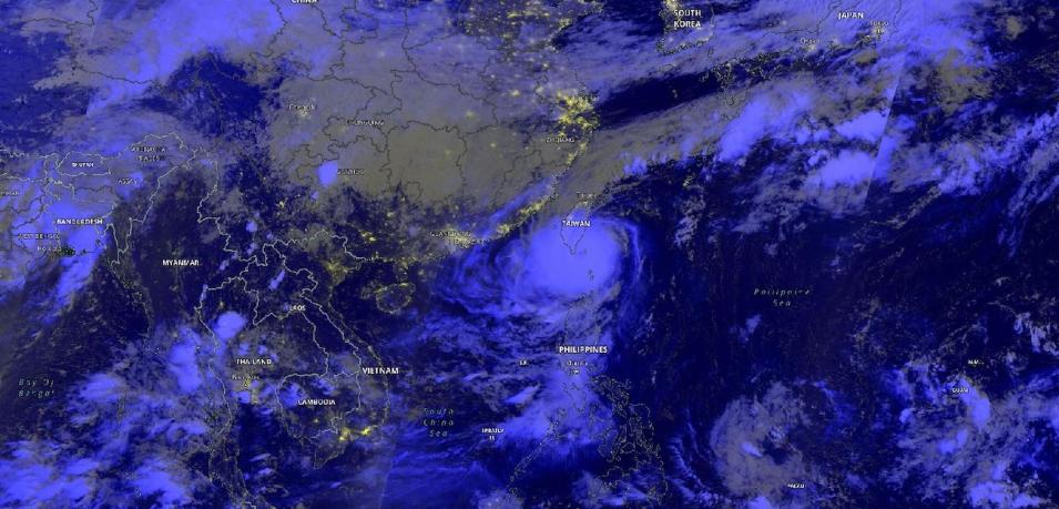Typhoon Koinu over southern Taiwan on 4 October 2023 from the VIIRS instrument aboard the joint NASA/NOAA Suomi NPP satellite