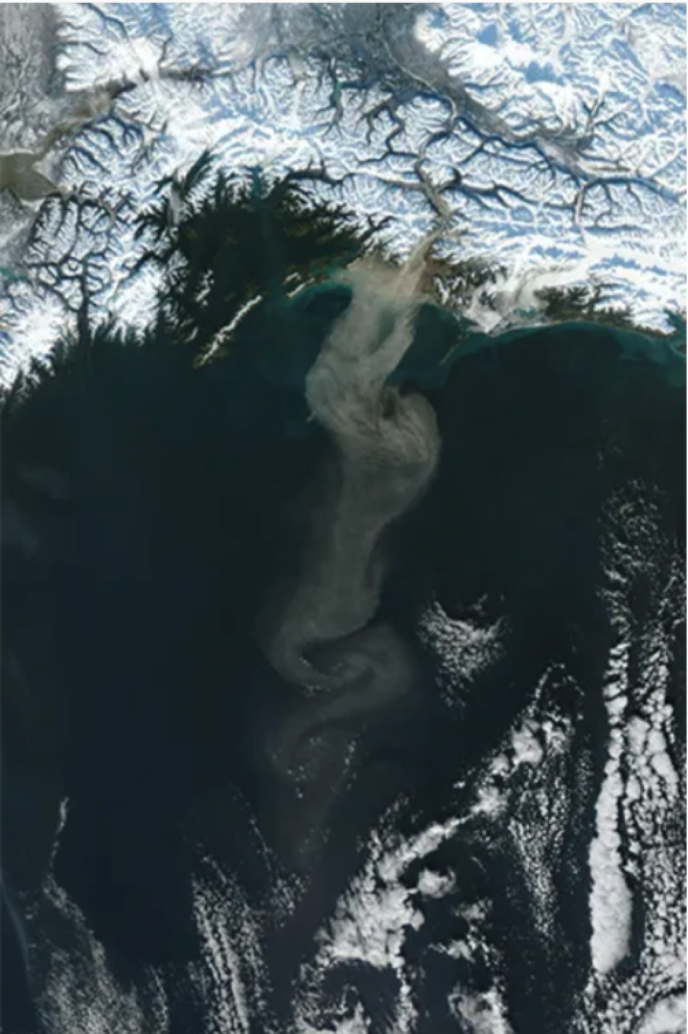 Satellite image of dust events in higher latitudes with U-Net CNN architecture used for segementation.