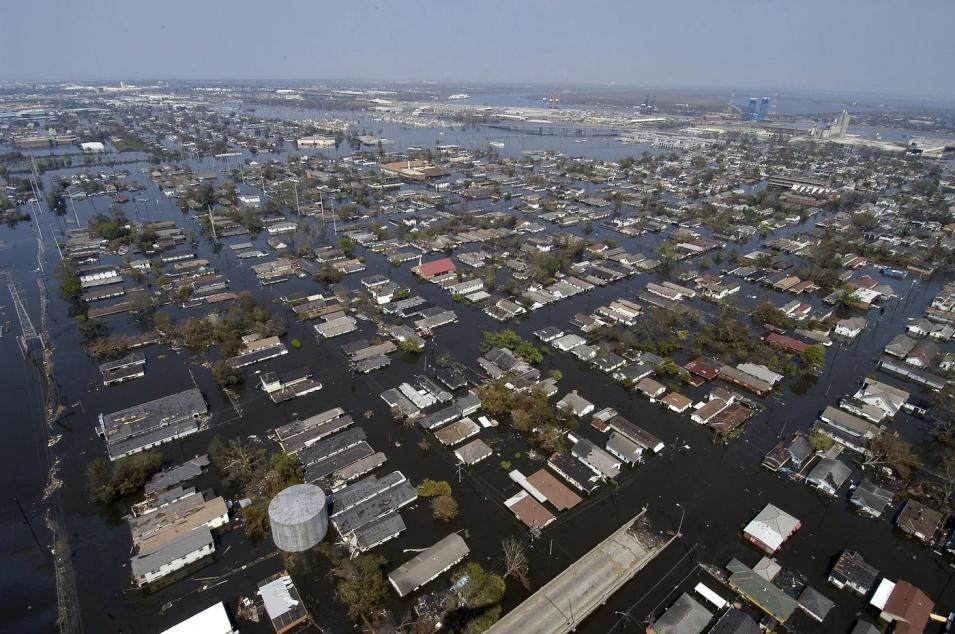 Streets of New Orleans are flooded after Hurricane Katrina