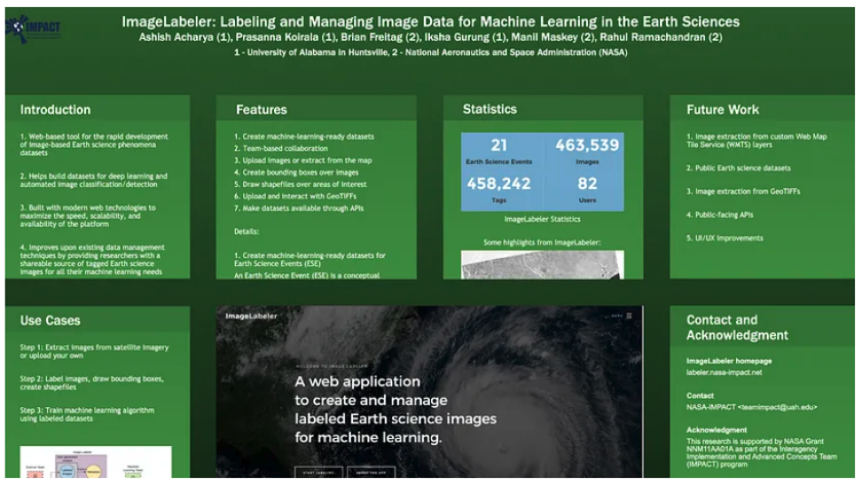 Poster from AGU 2020 explaining ImageLabeler tool used to manage image data for machine learning.