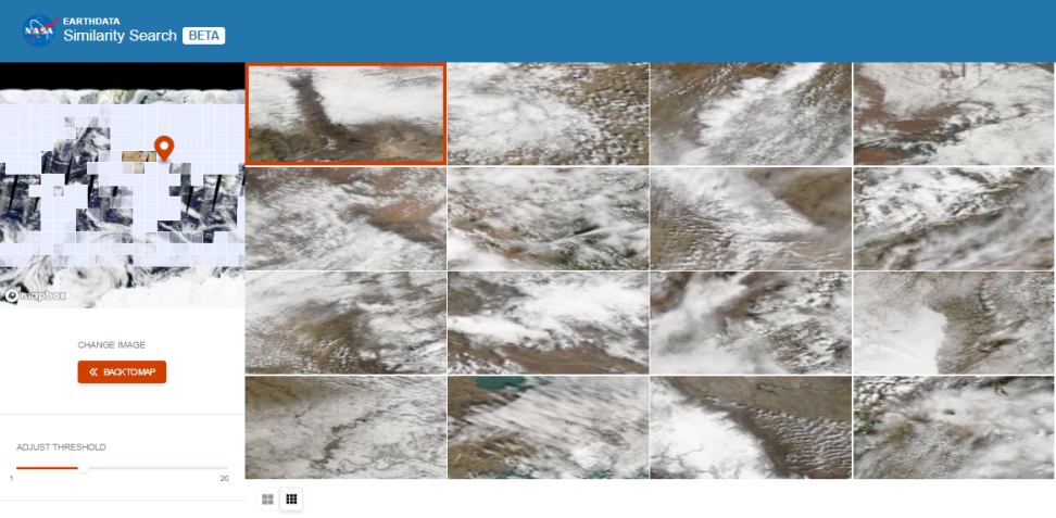 Screenshot of image output from the Similarity Search tool