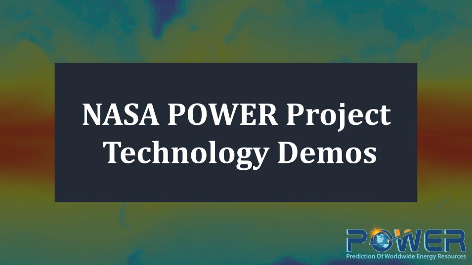 NASA POWER Project: Technology Demos image