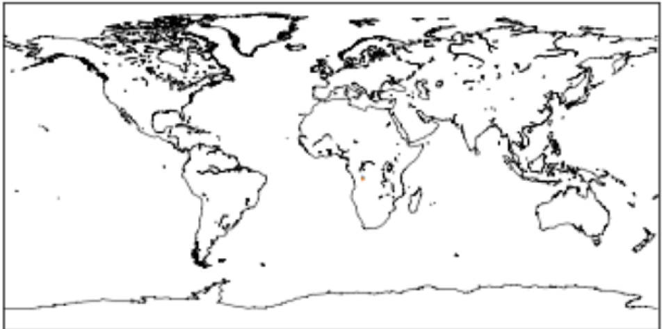 Black-and-white line-drawn map of Earth