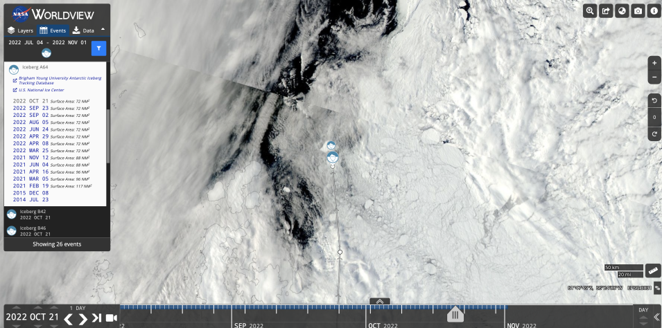 Iceberg A64's surface area