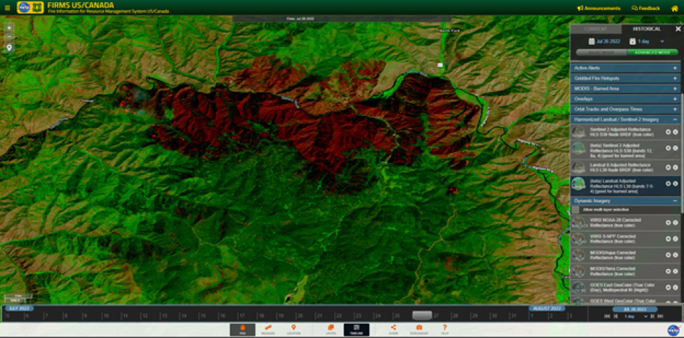 HLS false color image acquired on July 26, 2022 by Landsat 9