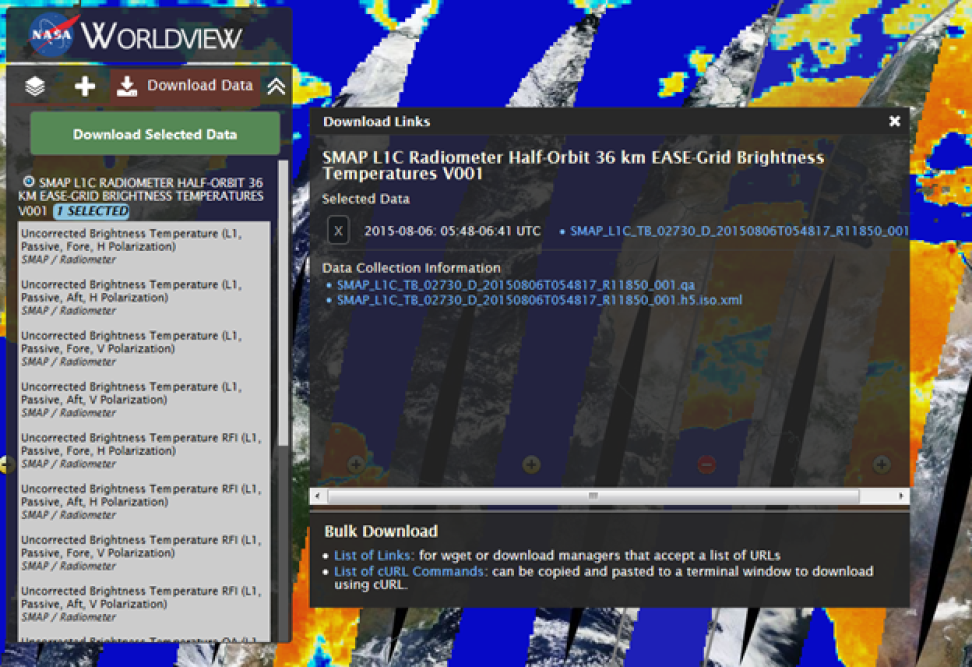 Screenshot of Worldview SMAP