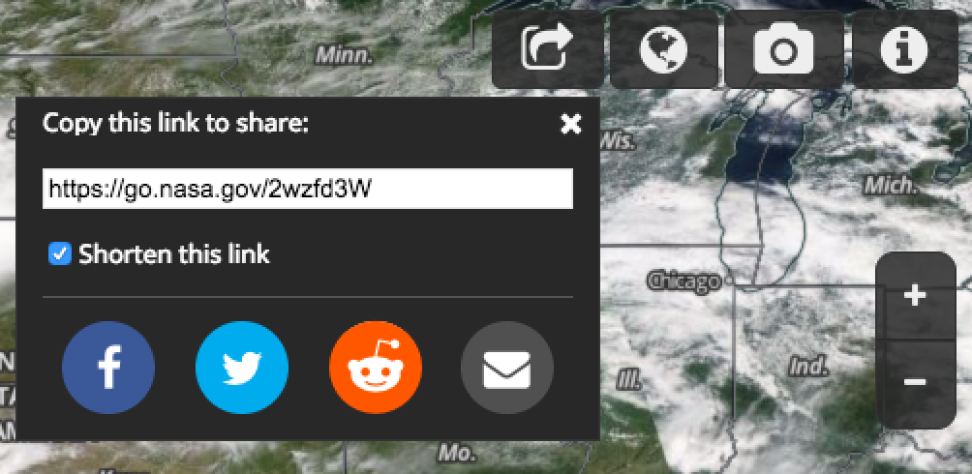 Screenshot of the Worldview social media icons