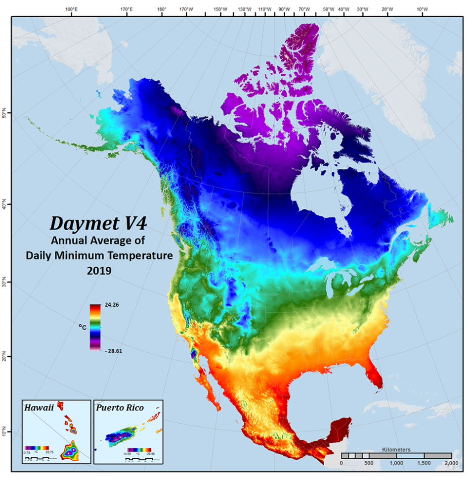 image of Daymet data over North America