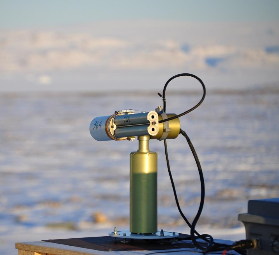 Photograph of a sun photometer for the AERONET program at Thule Air Base