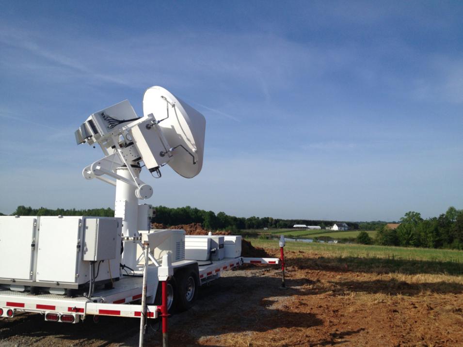 The D3R instrument placed in a field aimed at a blue sky.