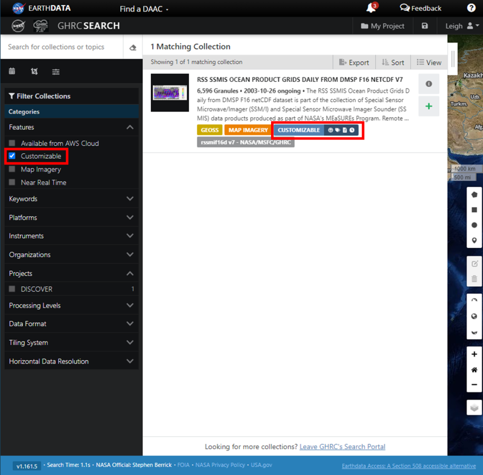 Screenshot showing the customization buttons 