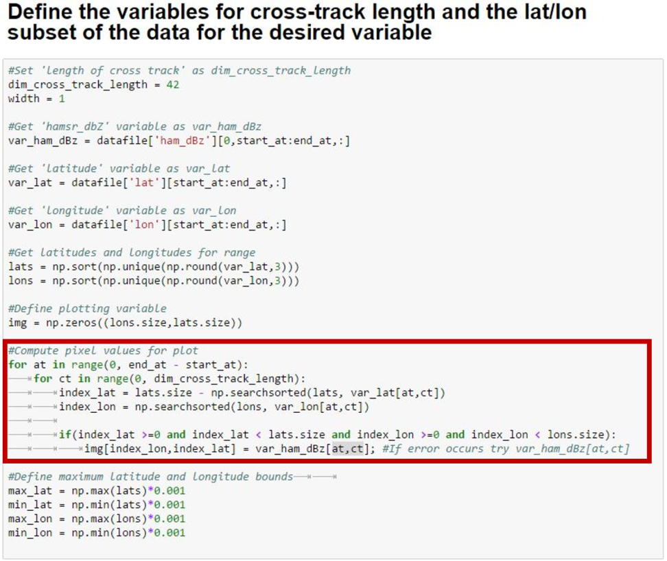 Screenshot showing the defined variables.
