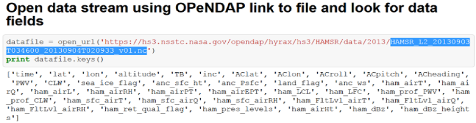 Open Data stream using OPenDAP